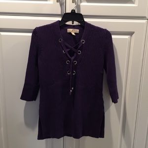 Michael Kors Purple Sweater w/ Grommets & laced up